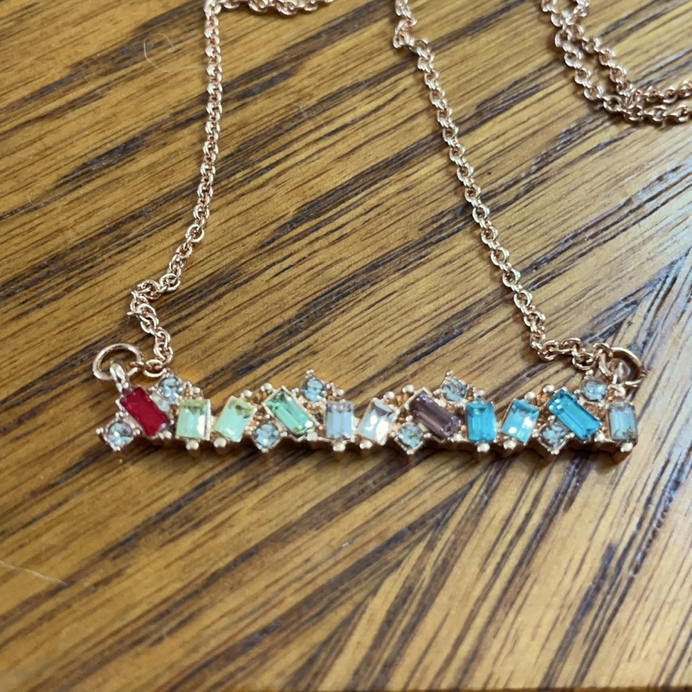 New Rose Gold Color Bar Necklace